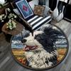 Border Collie Runder Teppich, Teppich für Wohnzimmer Schlafzimmer Sofa Spielzimmer Dekoration, Rutschfeste Bodenmatte