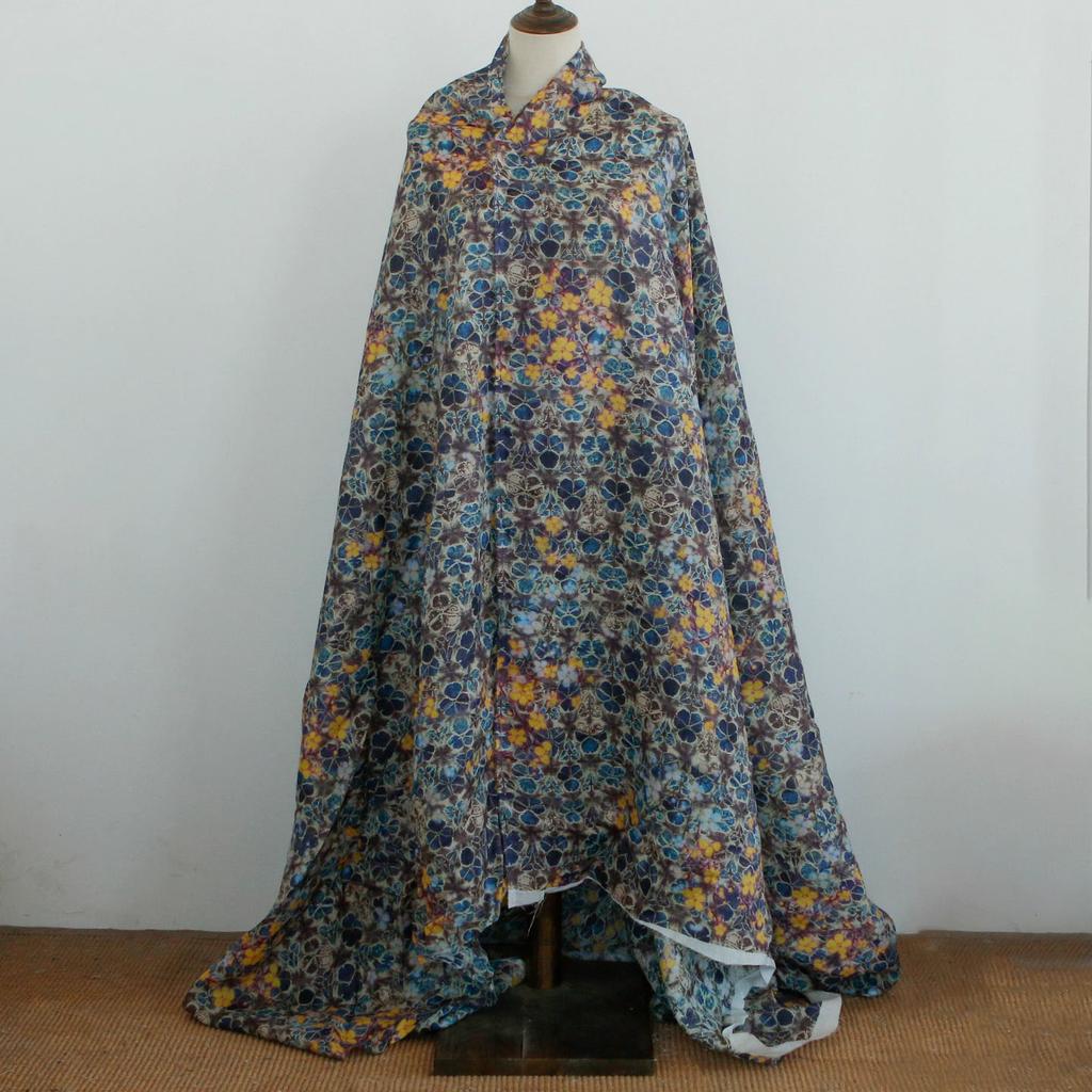 1yard natural pure ramie fabric Retro Literature and Art printing sewing Fashion unique dress robe shirt fabrics for clothing