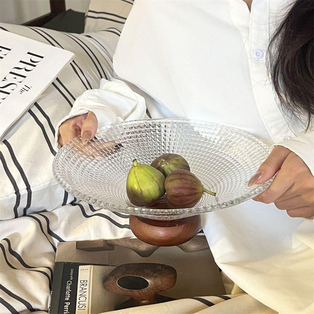Transparent French Glass Berry Tray Large Capacity Crystal Snack Platter Fruit Plate  Office