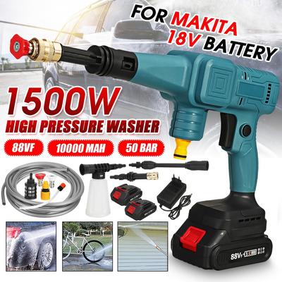 1500W 50Bar High Pressure Cordless Car Washer Spray Water Gun 10000mAh Battery Cleaner Machine For Makita 18V Battery