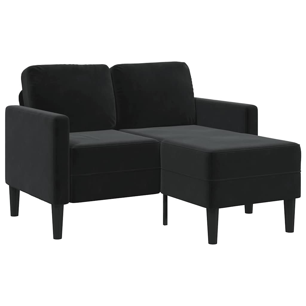 2 Seater Sofa with Chaise Longue L Shaped Black 125 cm Velvet