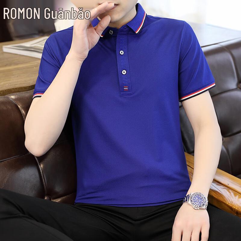 ROMON Men s Short Sleeve Business Casual Polo Shirt 5XL