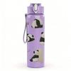 1PC Multiple Small Panda Group Pattern 750ml Color Plastic Sports Water Bottle Leakproof Flip Straw Lid Suitable for Sports Office Home Use