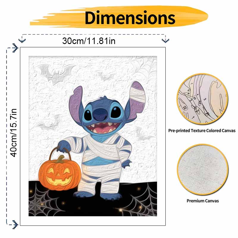 Disney Digital Oil Painting Stitch Pumpkin Festival Art Handmade Diy Home Decorations