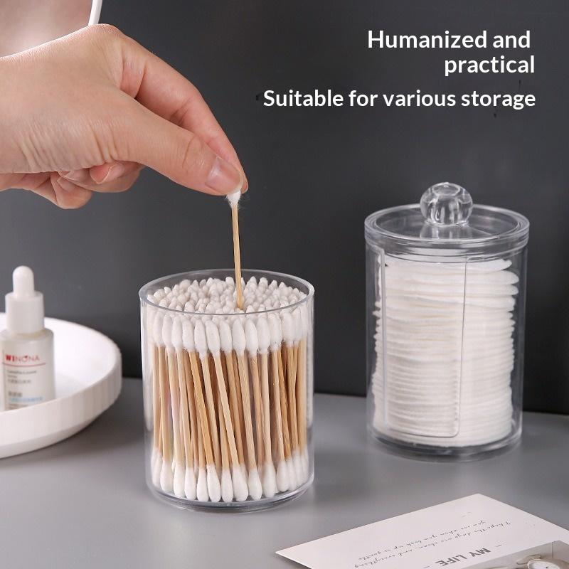 1pcs Acrylic Storage Box Makeup Cotton Swab Container Round Plastic Jar Organizer Cosmetics Pad Jewelry Storage Container