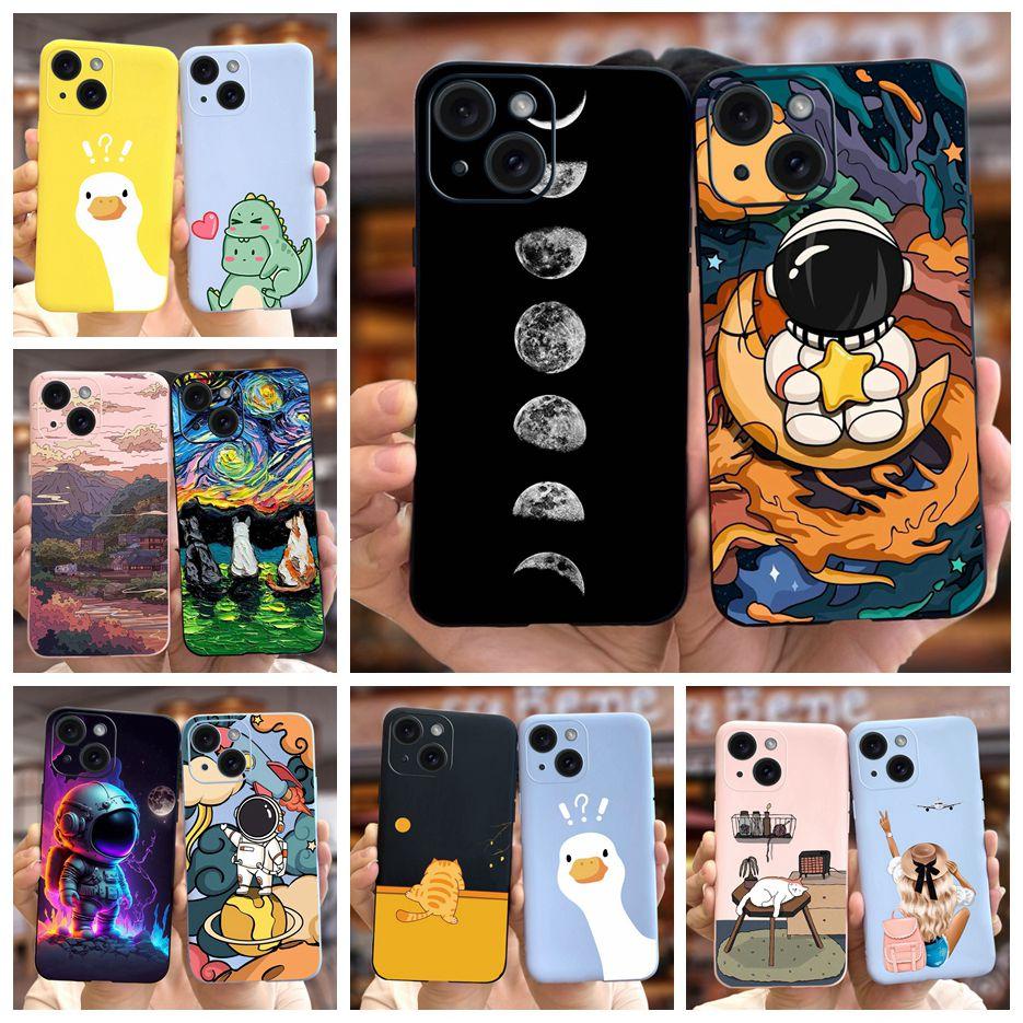 For Apple iPhone 15 Case Stylish Moon Spaceman Cartoon Cover Soft Silicone Phone Case For iPhone 15 Pro Max iPhone15 Plus Bumper