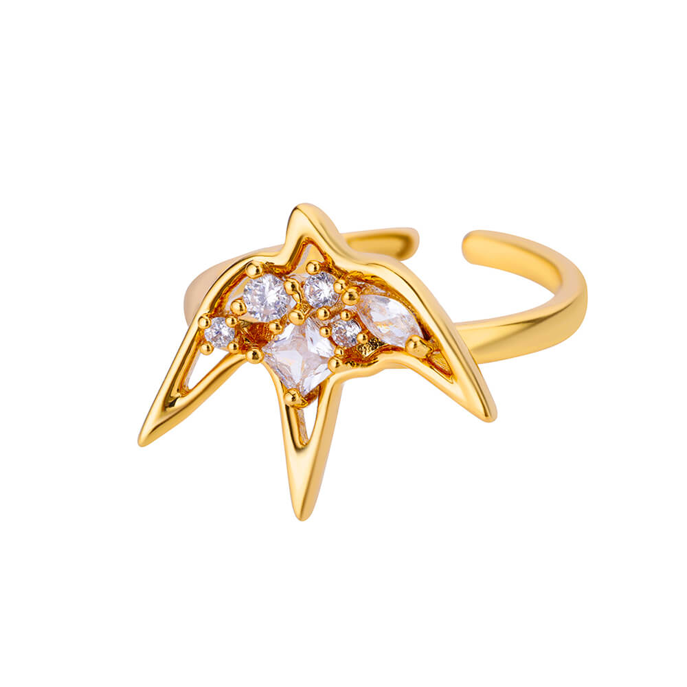 

Геометрична каблучка-ластівка з цирконами для жінок, золотистого кольору, з нержавіючої сталі, розкривна каблучка, естетична весільна різдвяна прикраса, подарунок resizable