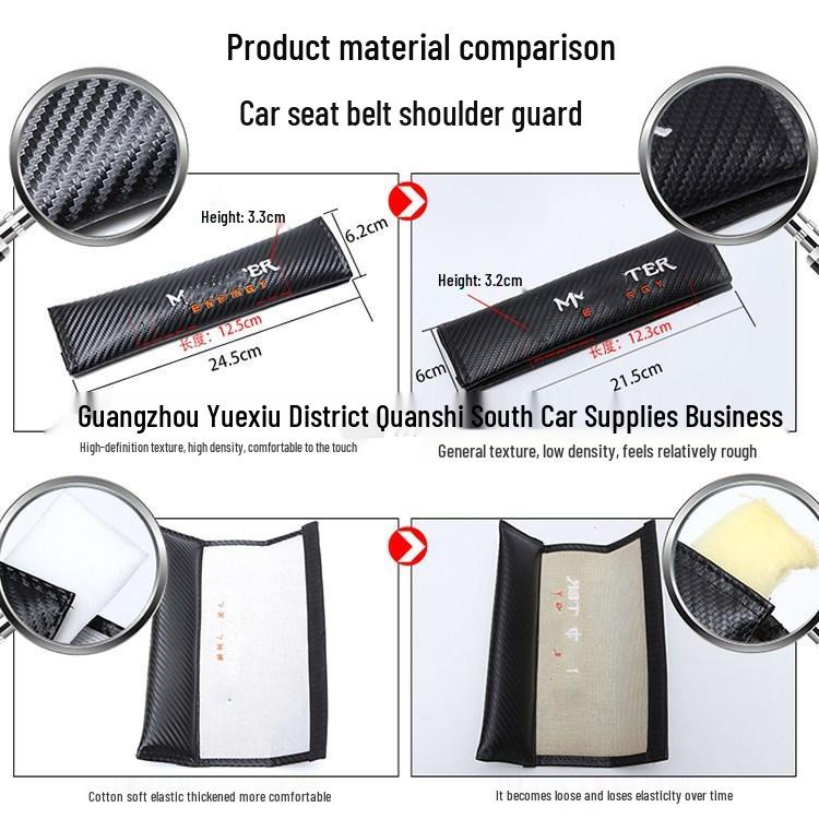 Custom Carbon Fiber Leather Seat Belt Shoulder Pad Cover for Cars