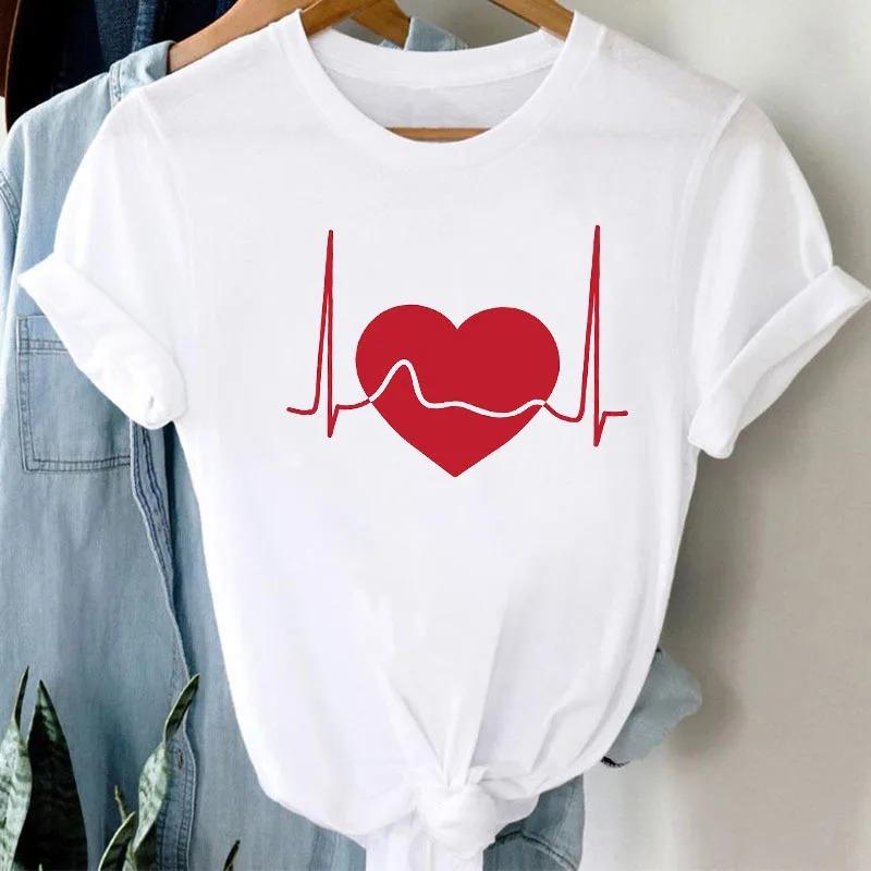 New Bicycle Flower Love Retro Loose Simple Cute Half Sleeve Short Sleeve T-shirt Woman Summer fashion polyester fabric