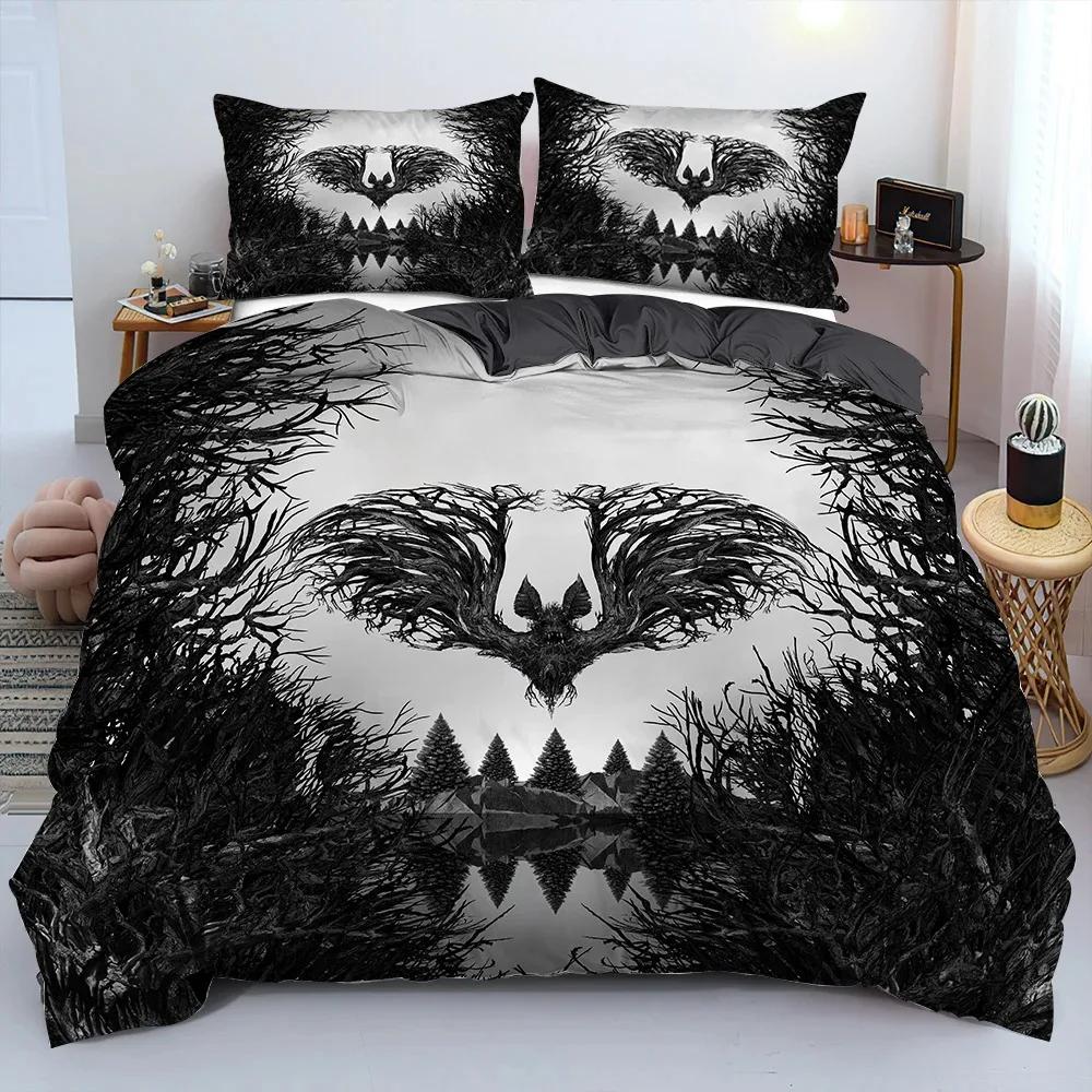 3D Scream Horror Skull Duvet Cover Set Queen Size Sugar Skull Bedding Sets Single Twin Full King Comforter Cover Bedroom Decor