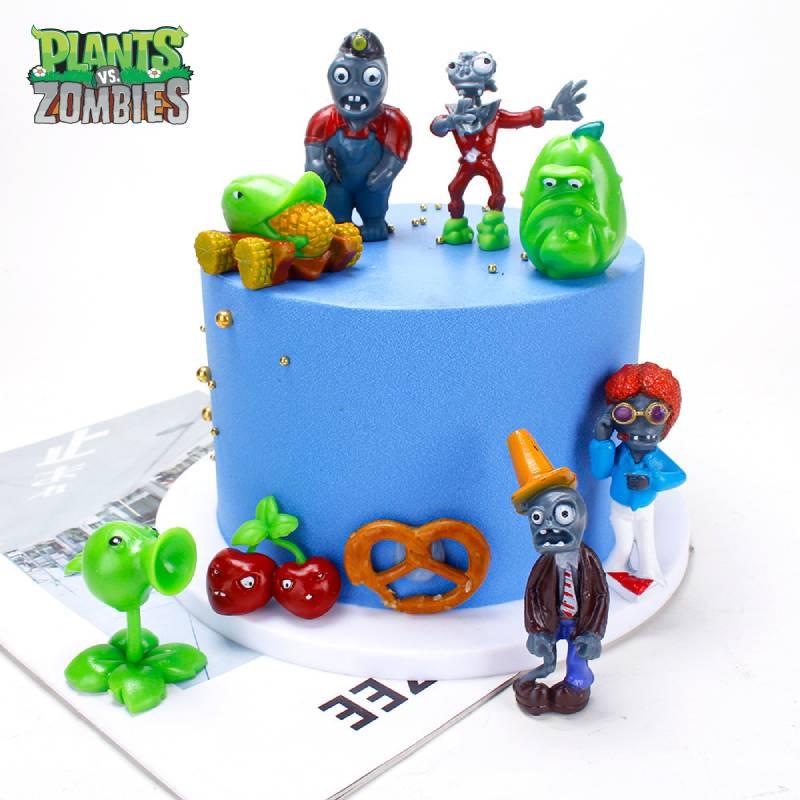 Plant Vs. Zombie Birthday Cake Decoration Peashooter Bomb Cherry Iron Bucket Zombie Cake Ornament