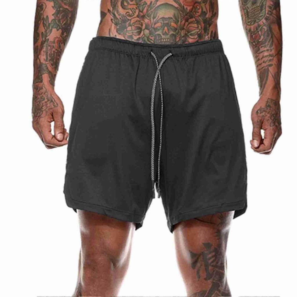 Men's 2-in-1 Workout Running Shorts with Tie Belt, Size M-3XL, Multiple Colors