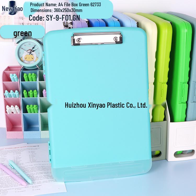 Large Capacity A4 File Box with Pen Slot & Clipboard for A5 Paper Storage