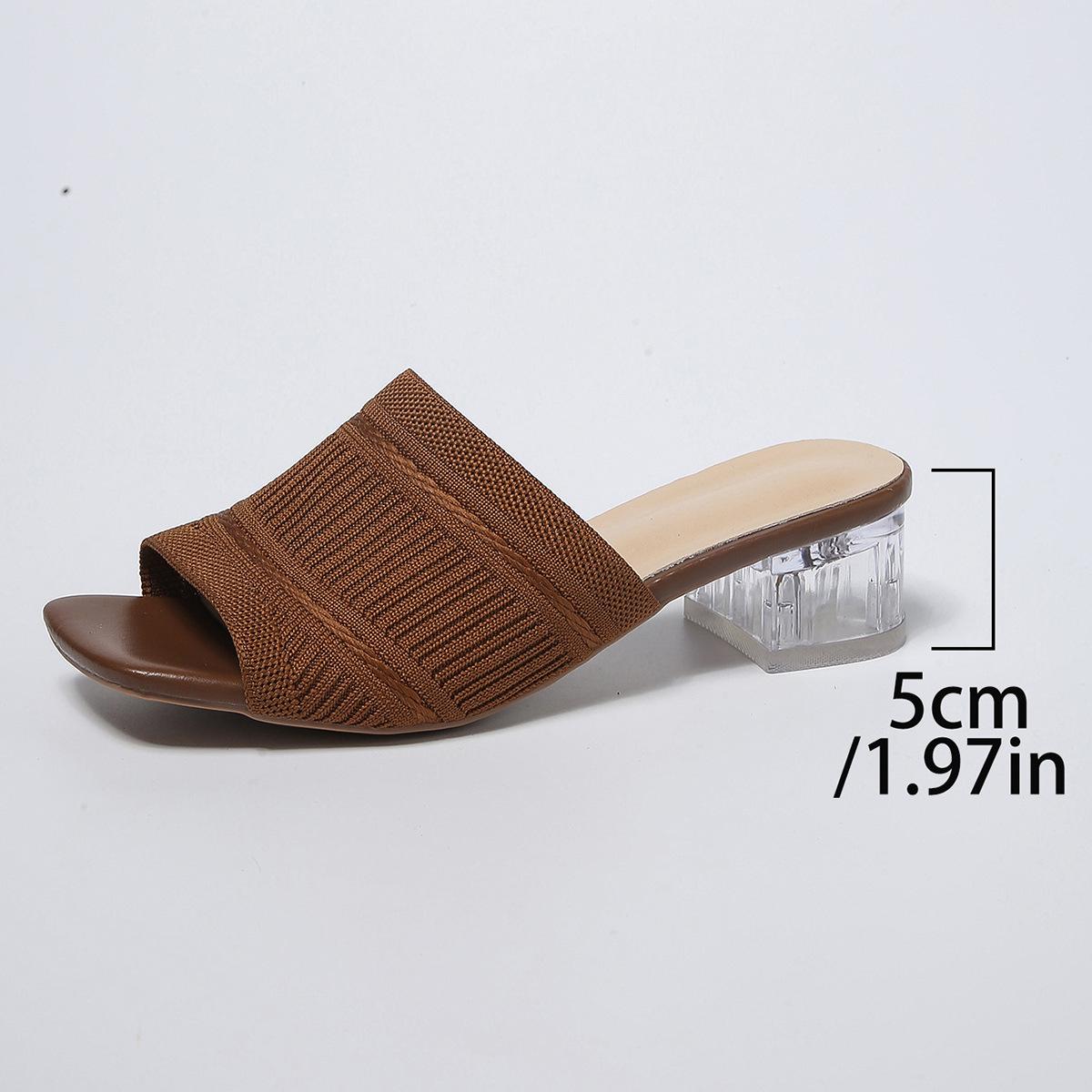 

High-heeled slippers women s outer wear 2025 spring and summer new fashion temperament crystal and cool slippers fairy one-word drag 42 шоколадний