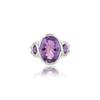Amethyst New Designer Ring, 925 Sterling Silver Three Stone Ring, Gift for Her