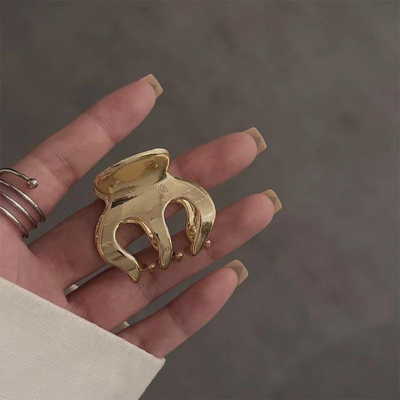 Silver Textured Metal Shark Hair Claw - Women's Stylish Updo Clip Accessory