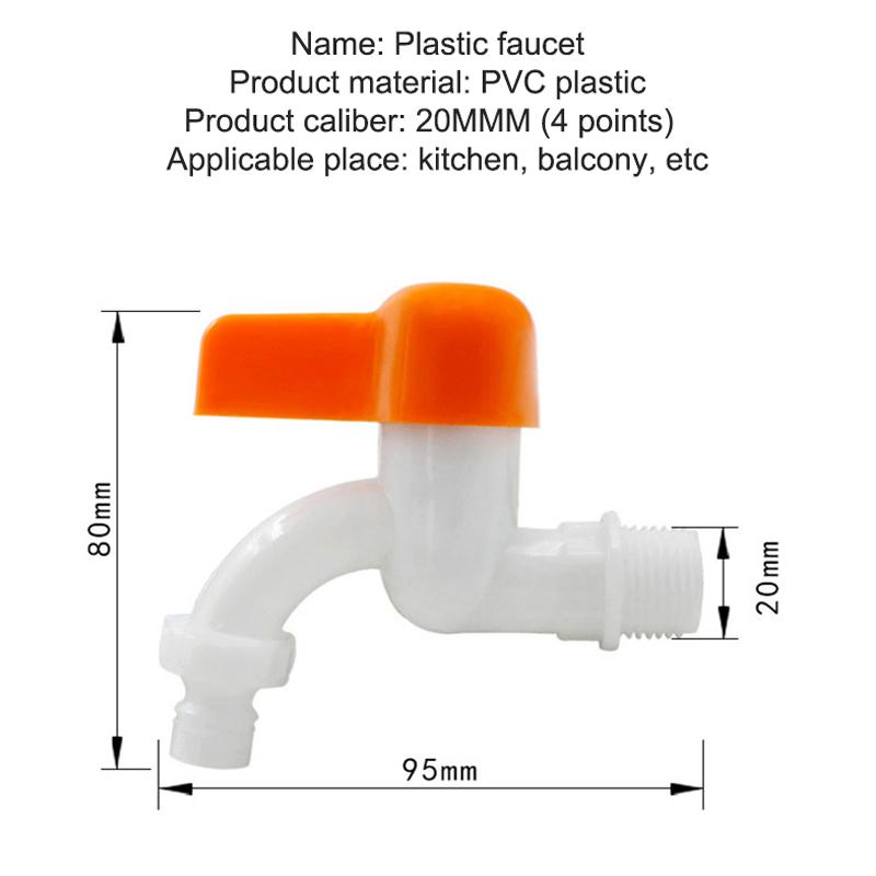 

ПВХ Водопроводный кран 20 мм Бытовой кран Стиральная машина Кухня Балкон Общественные места Уличный сад Дренажный кран Адаптер One size