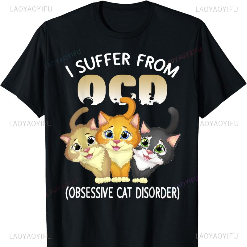 I Suffer From OCD Obsessive Cat Disorder Pet Lovers Gift T-Shirt Clothing Oversized T Shirt Y2k Top Fashion Comfortable unisex S