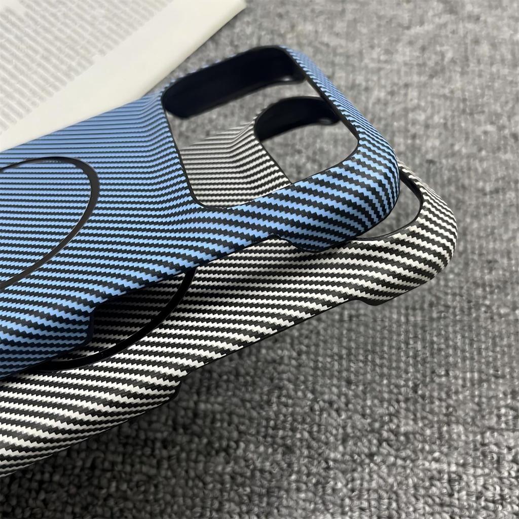 Carbon Fiber Kevlar Pattern For Magsafe PC Case For iPhone 17 Air 16 15 14 Plus 13 Pro Max 13Mini Frameless Magnetic Phone Cover