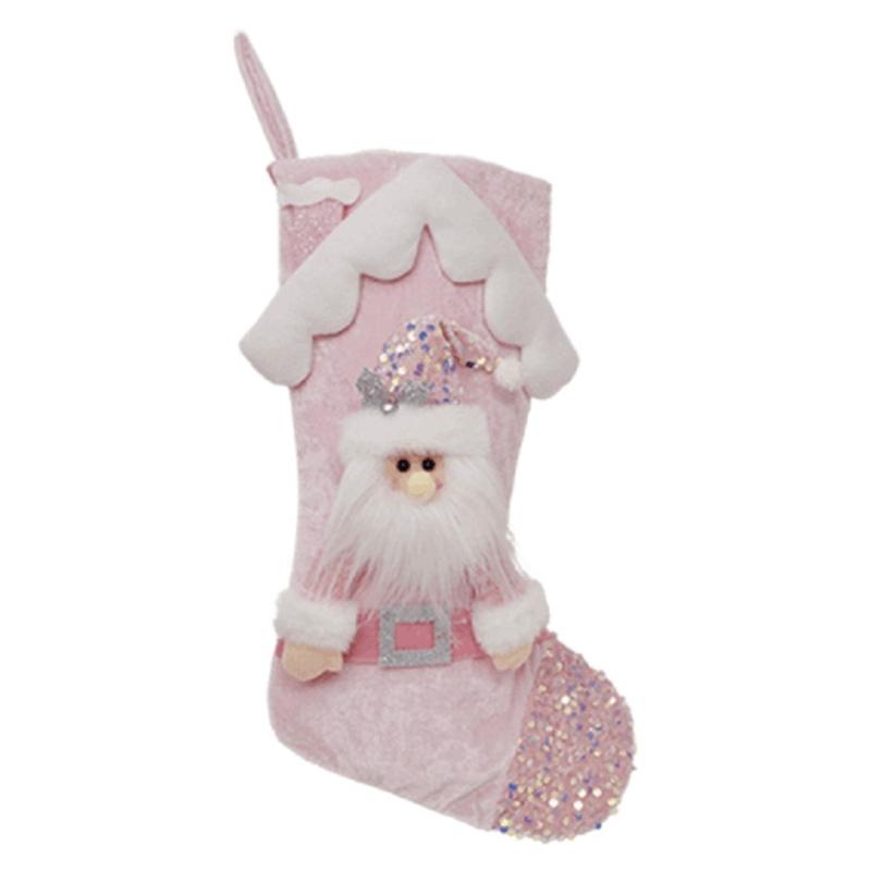 Christmas Stocking Present Bag Hanging Ornament Colorful Sequins Gift Bag Holiday Decoration for Fireplaces and Tree