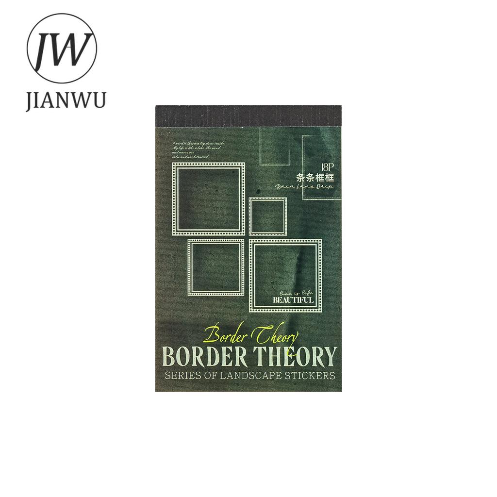 JIANWU Border Theory Series Vintage Geometric Frame Landscape Material Collage Sticker Book Creative DIY Journal Stationery