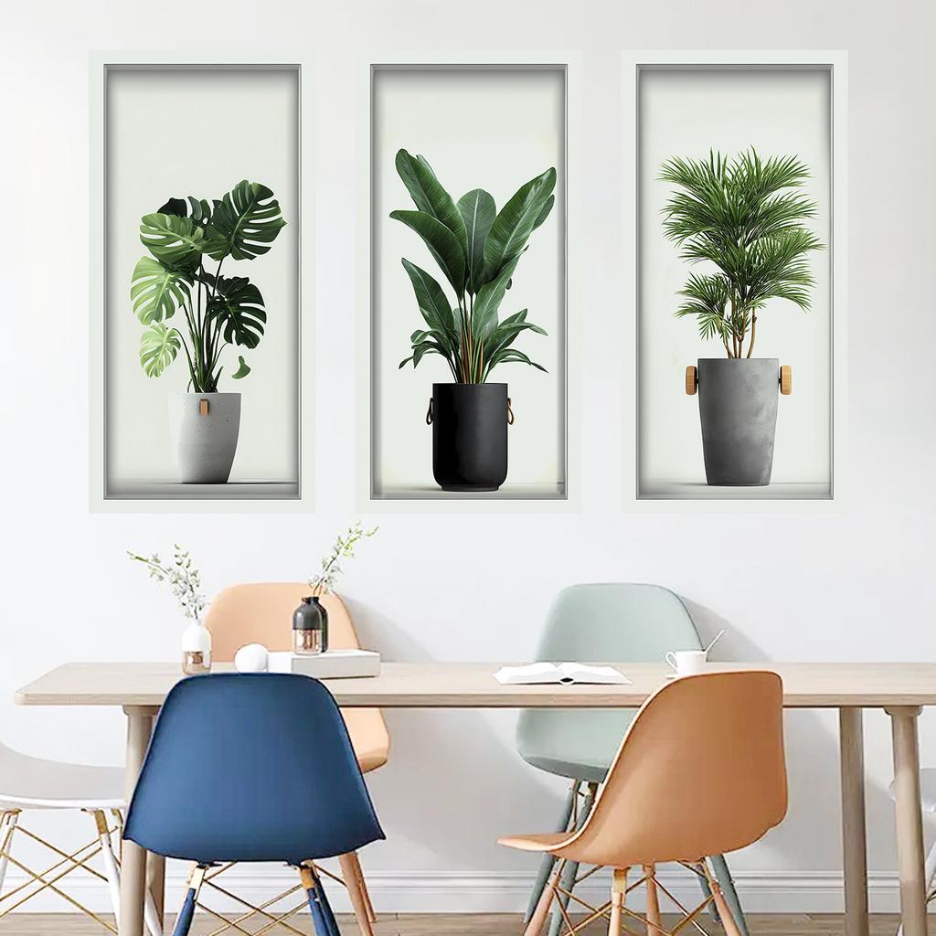 3D Plant Potted Plants Living Room Background Wall Decoration Self-adhesive Wall Stickers