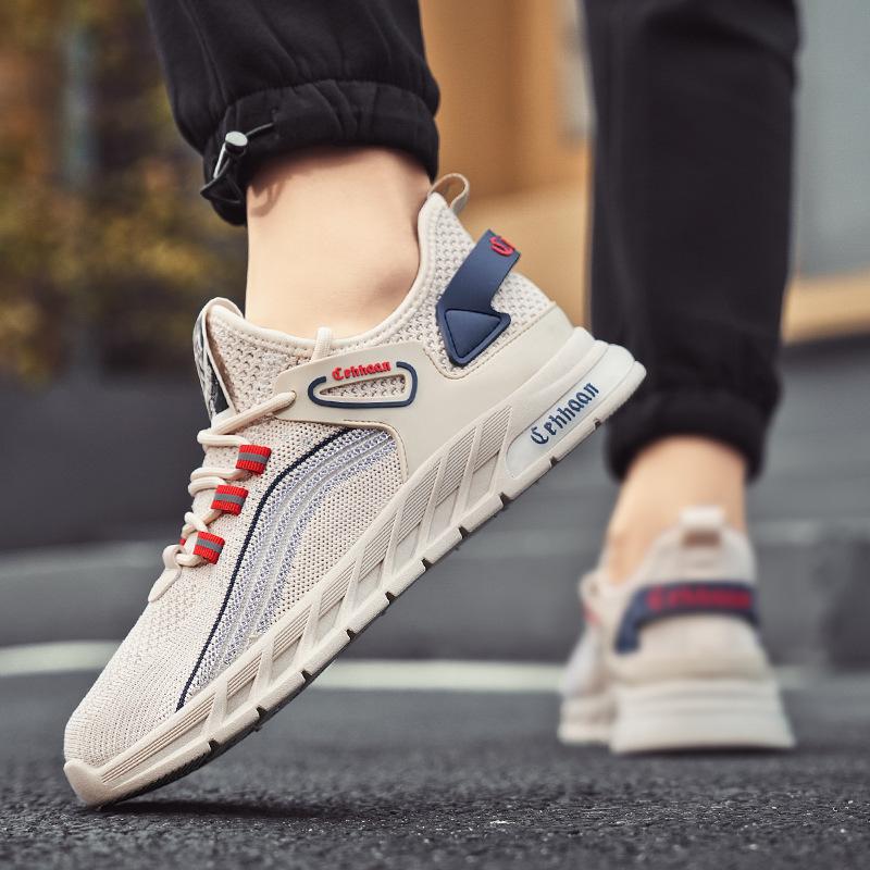 

Mesh shoes breathable mesh deodorant summer men s casual lightweight soft sole hollow men s shoes thin flying woven ruffian handsome trendy shoes 39 бежевый