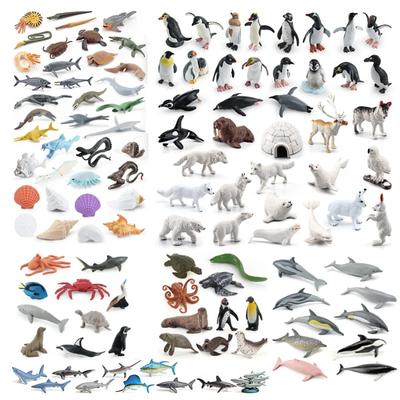 Realistic Mini Ocean Animal Figurines Plastic Marine Sea Creatures Whale Shark Dolphin Turtle Penguin Model Playset Gift for Kid