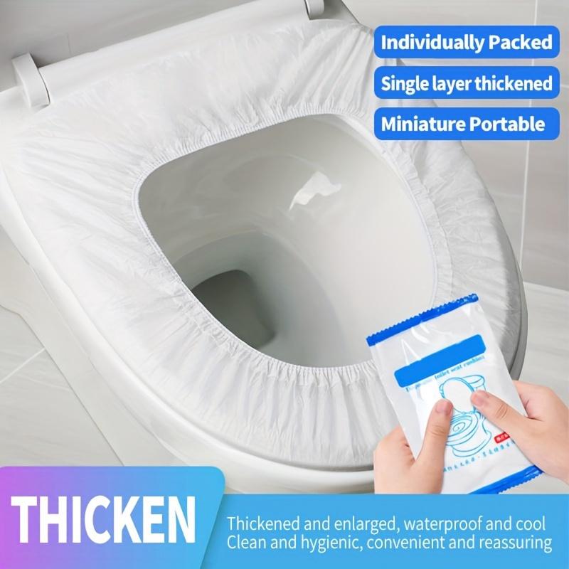 50pcs Disposable Toilet Seat Covers with Elastic Bands - Hygienic Portable Toilet Seat Protectors for Travel, Hotels, Public Restrooms