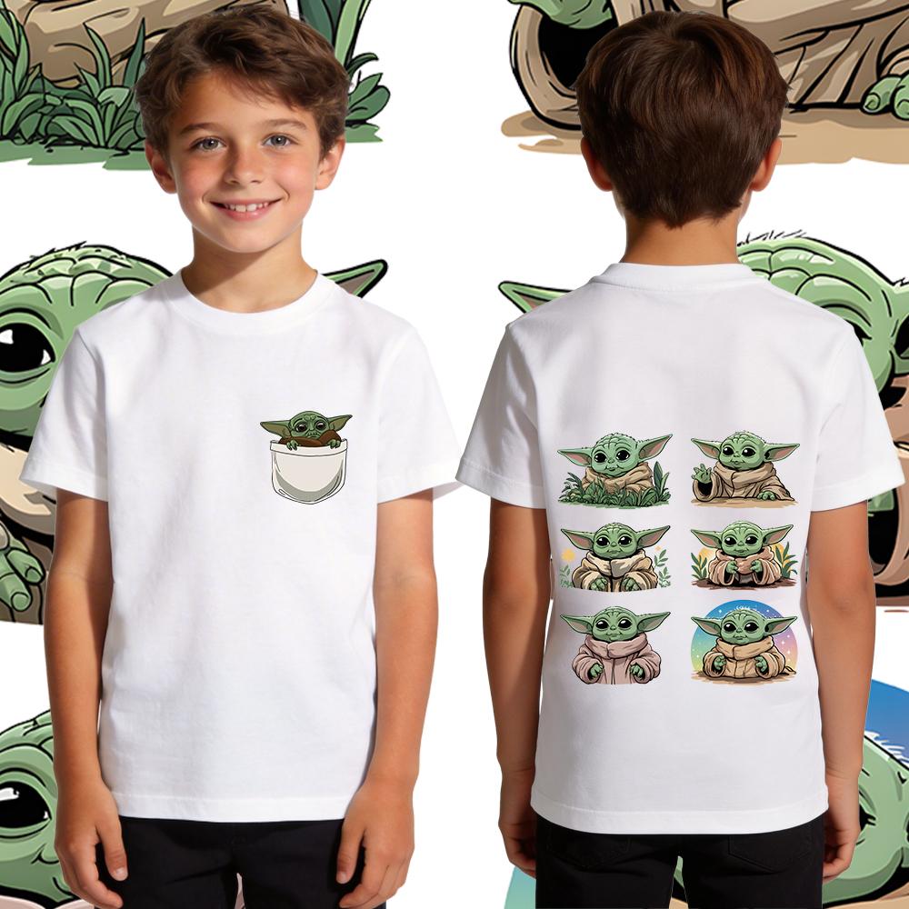 Kids Boys Yoda Graphic T Shirt Cotton Casual Soft Breathable Star Wars Child Clothing Summer Top Toddler Tee