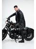Men's European Mid-Length PU Leather Jacket, Large, Fleece-Lined for Autumn/Winter