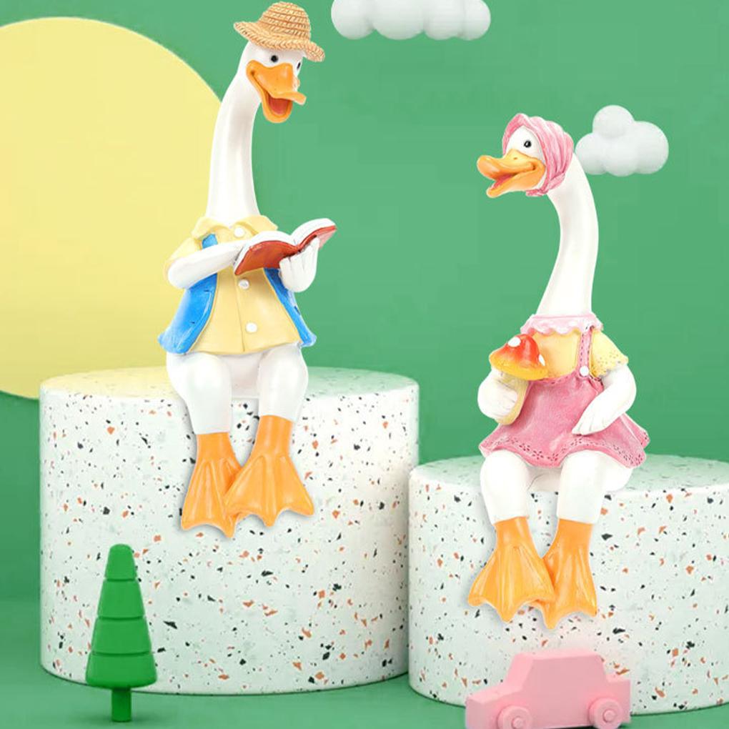 Sitting Couple Duck Garden Statues Gift Choice Add Charm To Home Outdoor Duck Garden Ornaments