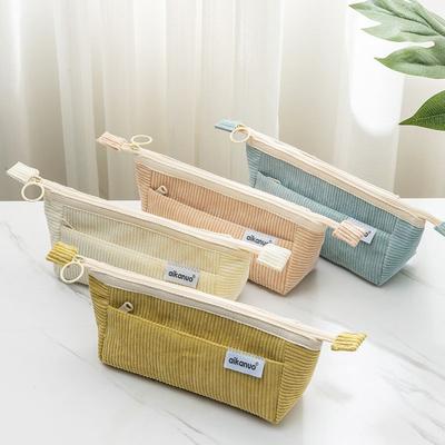 Large-capacity Pencil Case Niche Solid Color Japanese Style Dirt-resistant for Girls Ins Multi-layer Simple High-value High-end for Students