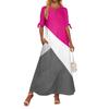 Ladies Casual Fashion Temperament Elegant Waist Patchwork Print Long Dress
