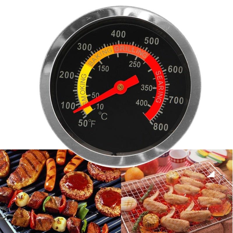 1PC Neue Edelstahl BBQ Smoker Grill Thermometer Temperatur Gauge 10-400Degrees Celsius