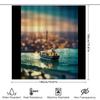 Boat Shower Curtainsea Life Scene For Bathroom Decor Waterproof Print Blue Light At Night Black Rod Pocket Design
