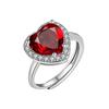 Pink Heart Shaped Ring Full Zircon Adjustable Open Index Finger Ring Romantic Colorful Gemstone Jewelry For Women
