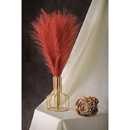 6 Pcs Faux Pampas Grass Small Fluffy Artificial Flowers Fake Flower for Home, Office,Bedroom, Table, Festive Decoration and Craft Items Corner