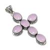 Pink Chalcedony Gemstone Pendant 925 Sterling Silver- Handmade Cross Design, Everyday Wear Jewelry, Unique Pink Chalcedony Pendant