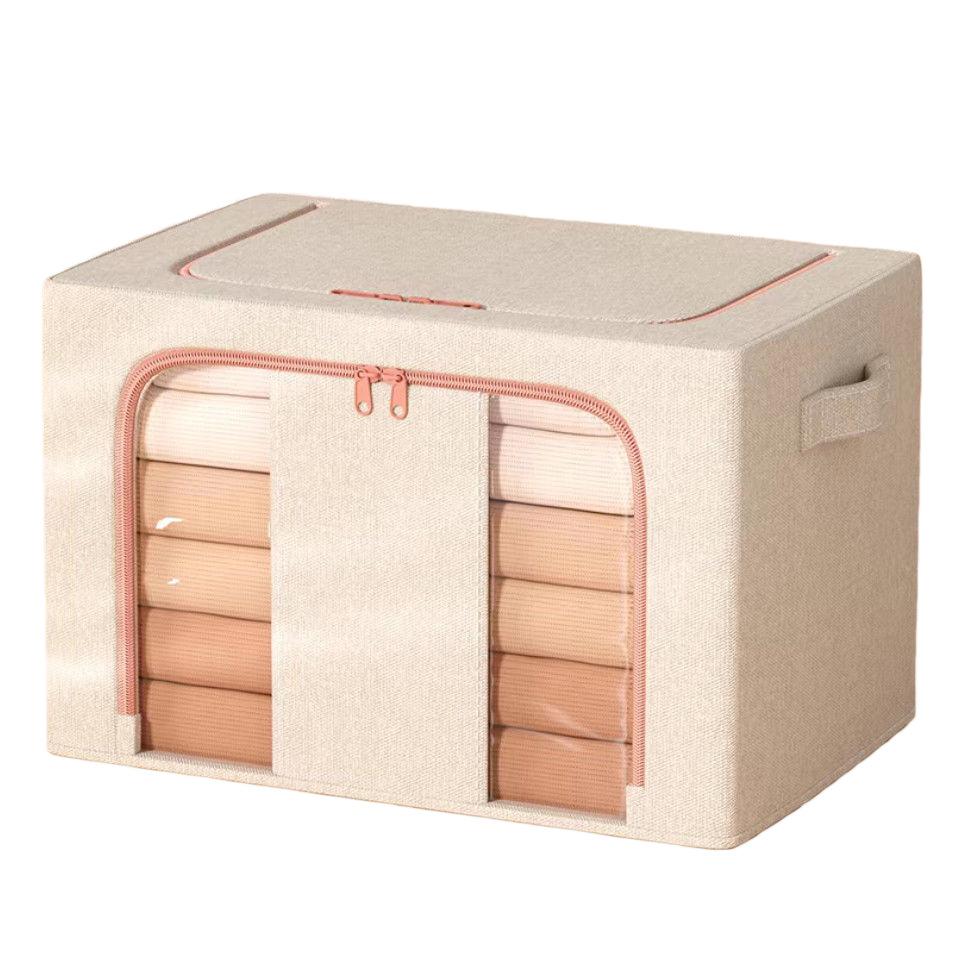 24/66L Large capacity clothes basket Steel frame foldable clothes storage box Cotton quilt hat scarf Wardrobe organizer