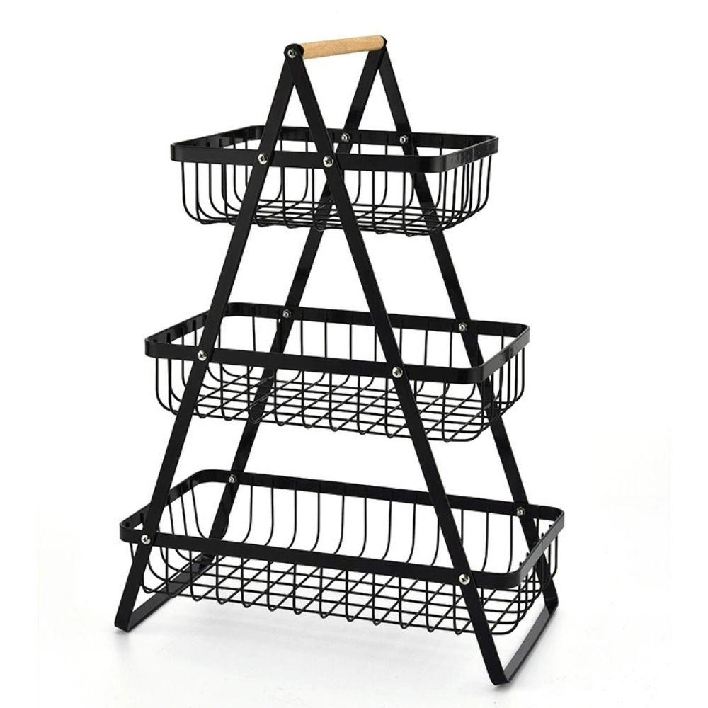 3-Tiers Design Kitchen Organizer Space-Saving Vegetable Storage Basket  Countertop Storage