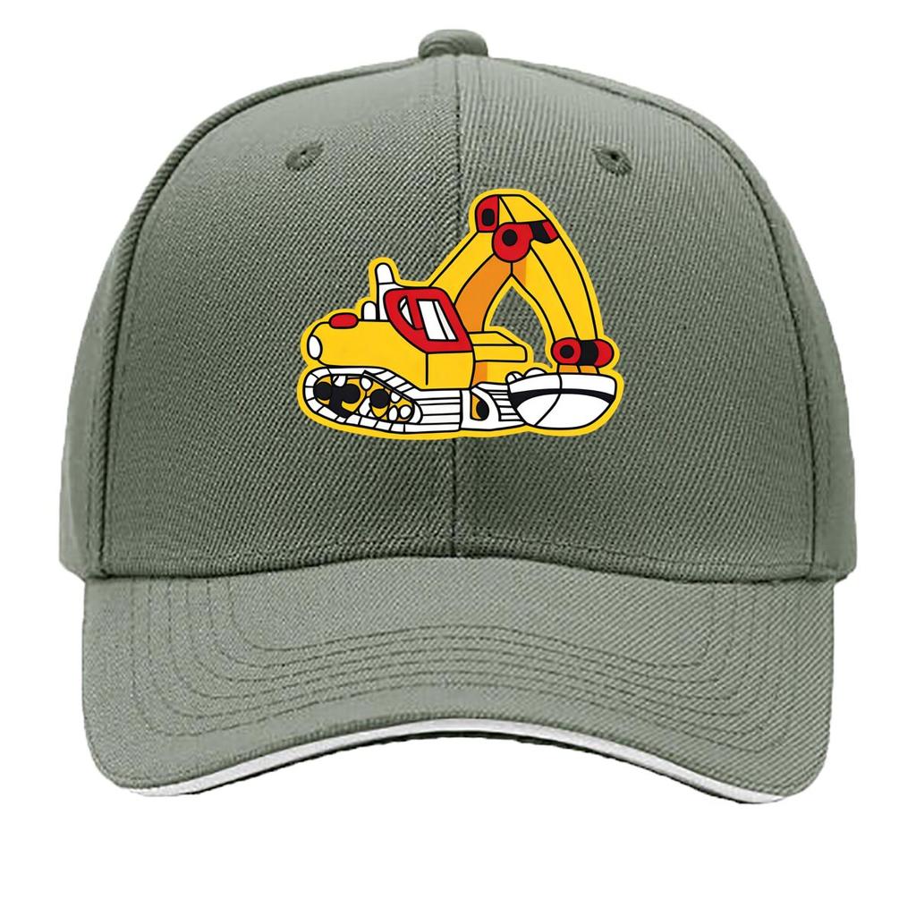 Adjustable Hat Featuring an Cartoon Excavator a Breathable Baseball Cap That Provides Cozy Suitabl Sandwich Baseball Cap