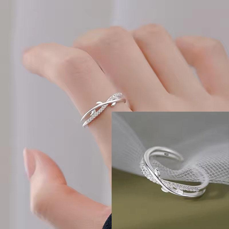 925 Sterling Silver Flower Lace Ring Korean Fashion Opening Inlaid CZ Adjustable Rings Valentine's Day Gift