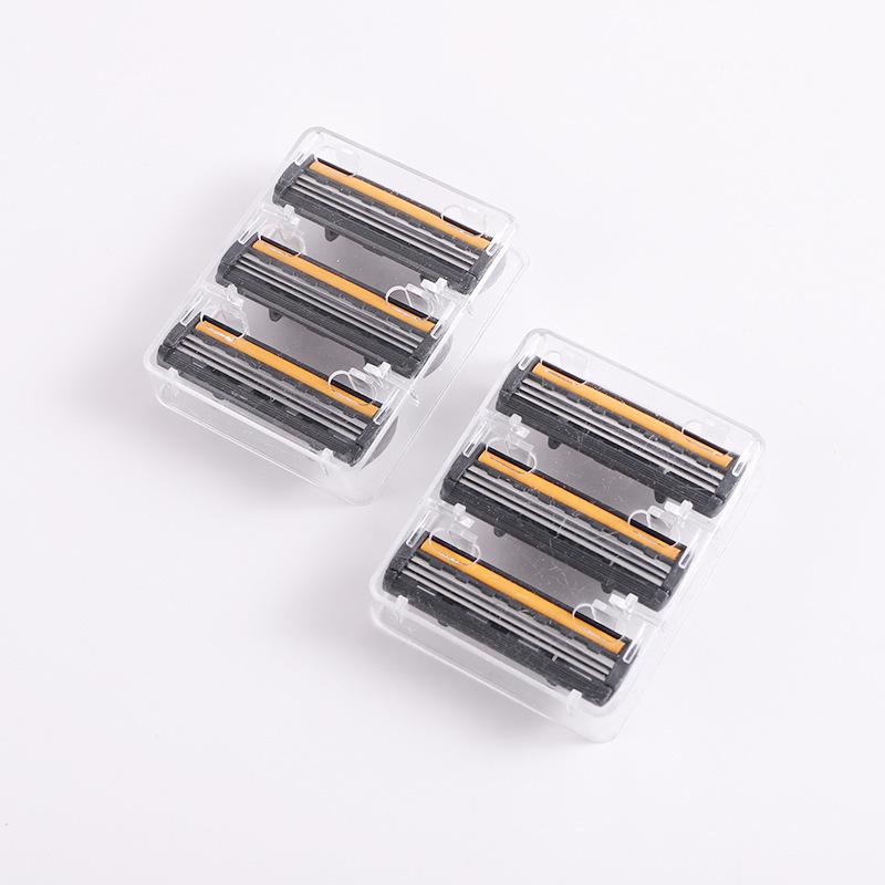 Three-Layer Stainless Steel Manual Razor - Includes 1 Handle & 9 Blades for Men