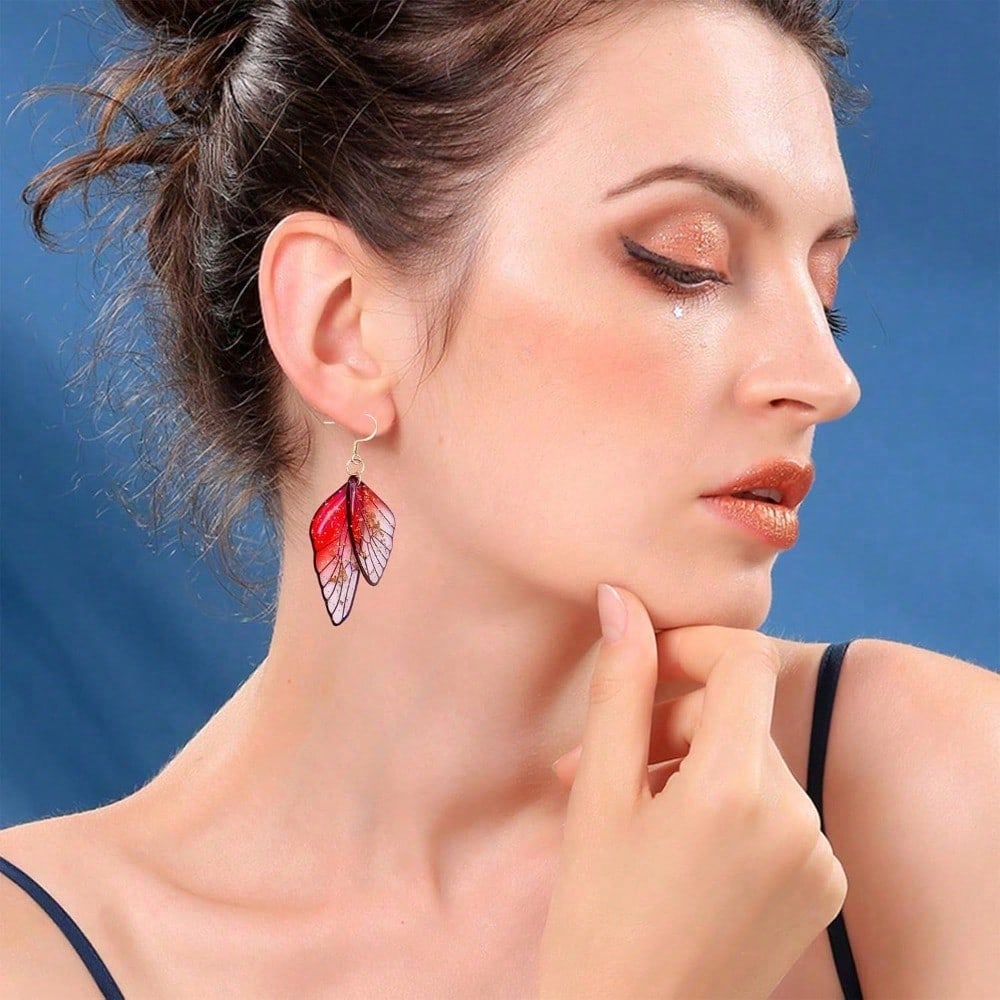 1Pairs Gold Plated Crystal Butterfly Wing Drop Dangle Earrings For Women Wedding Jewelry