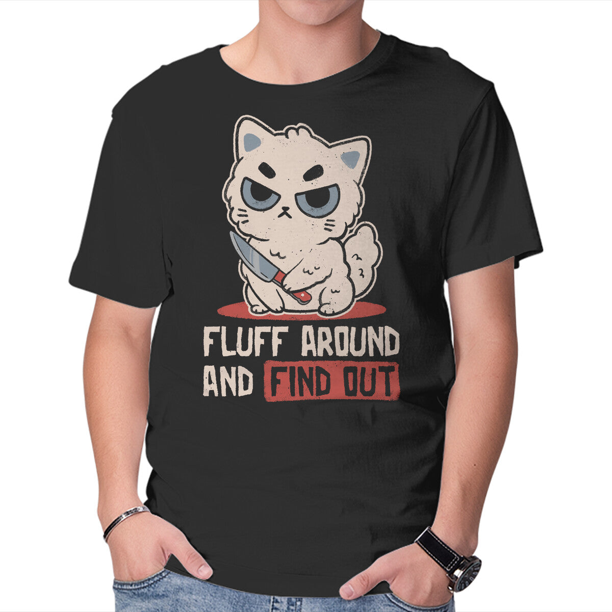 Unisex Crew Neck T-Shirt Fluff Around Graphic Short Sleeve Casual Tee M