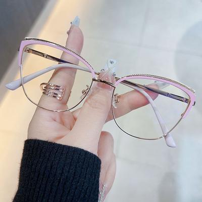Classic Blue Ray Blocking Anti-Blue Light Glasses Eye Protection Ultralight Square Eyeglasses Metal Frame Eyewear Office