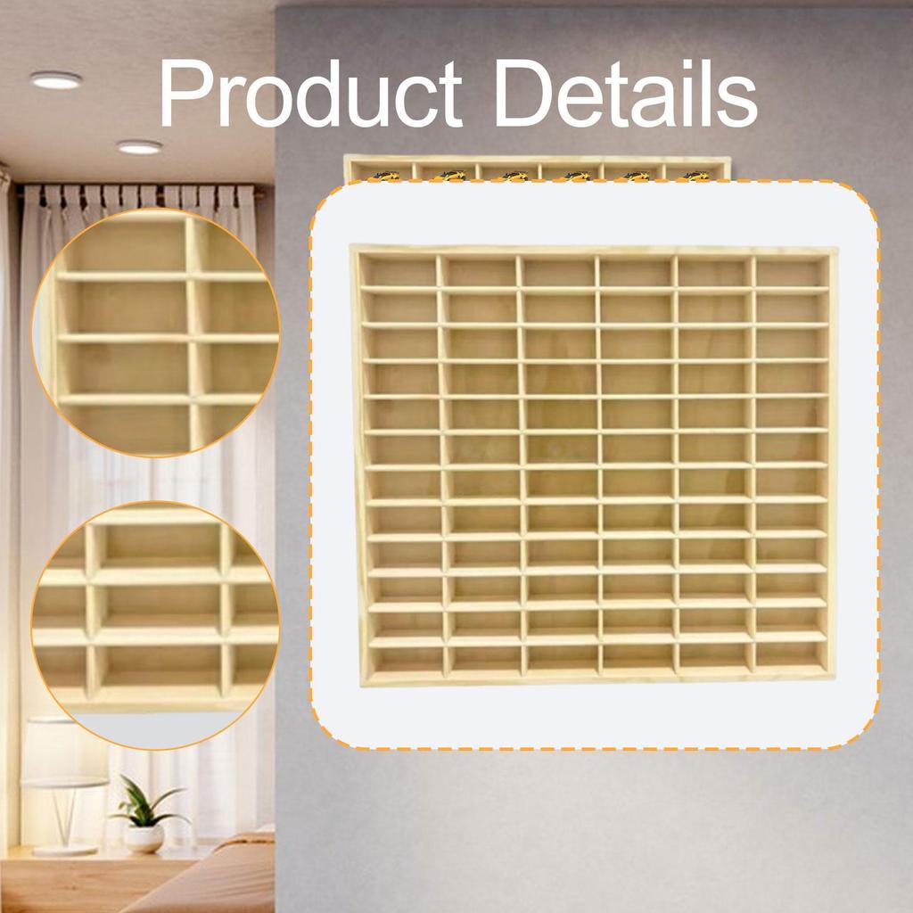 Car Model Display Case Shelf 72 Compartments Cabinet Sturdy Wooden Organizer for Personal