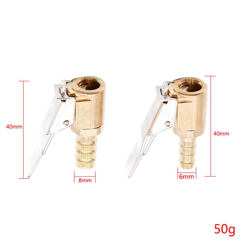 6mm 8mm Car Air Pump Chuck Clip Tyre Wheel Tire Brass Air Chuck Inflator Pump Valve Clip Clamp Connector Adapter Accessories 1Pc
