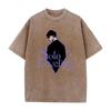 Anime Solo Leveling Sung JinWoo Graphic Print T Shirt Men Vintage Washed Tshirts Manga Cotton Tee Harajuku Male Casual T-shirt